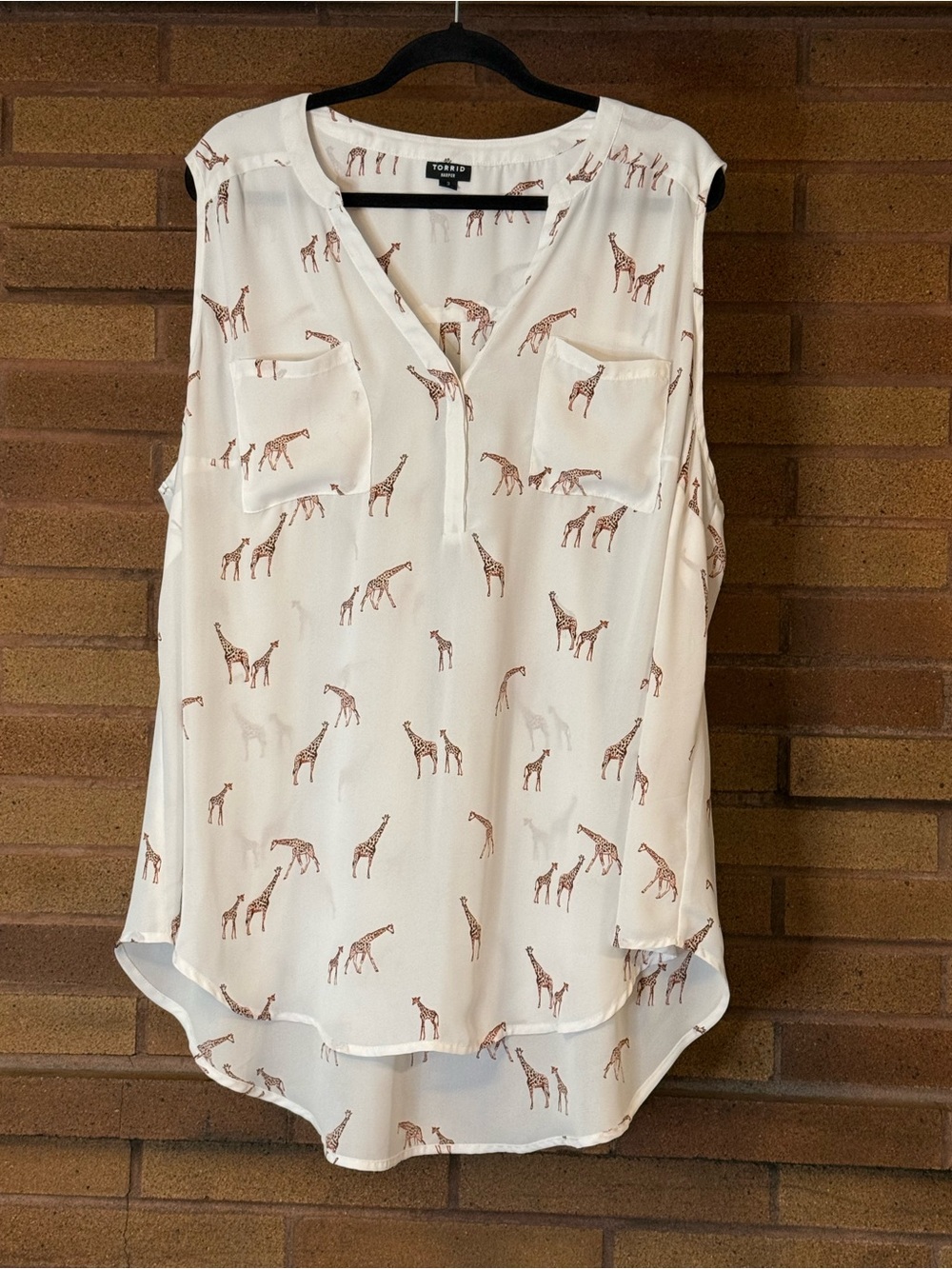Torrid “Harper” Cream Giraffe Print Sleeveless Blouse